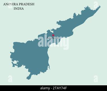 Amaravati, capitale de l'Andhra Pradesh, est épinglée sur la carte de l'Andhra Pradesh Illustration de Vecteur