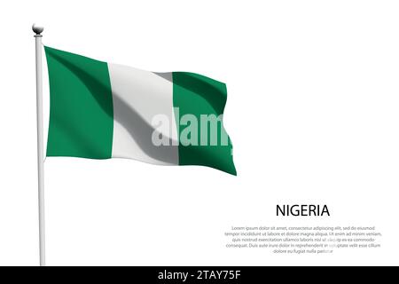 Drapeau national Nigeria isolé agitant sur fond blanc Illustration de Vecteur