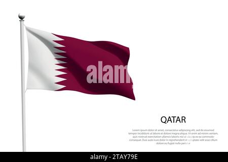 Drapeau national Qatar isolé agitant sur fond blanc Illustration de Vecteur