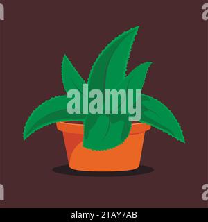 Plante d'aloe vera en pot sur fond brun. Plante succulente. Illustration vectorielle Illustration de Vecteur