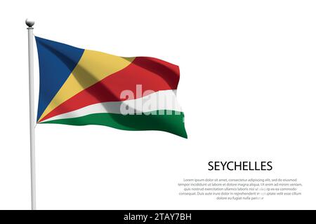 Drapeau national Seychelles isolé agitant sur fond blanc Illustration de Vecteur