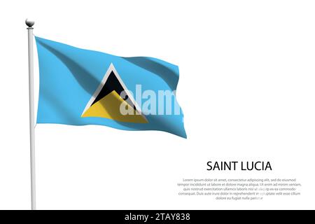 Drapeau national Sainte Lucie isolé agitant sur fond blanc Illustration de Vecteur