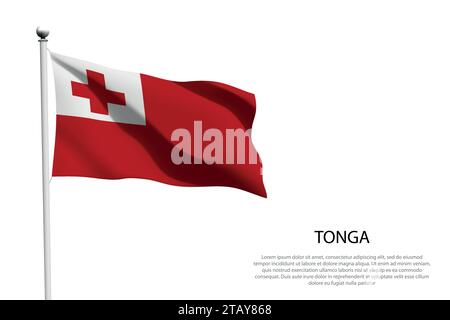 Drapeau national Tonga isolé agitant sur fond blanc Illustration de Vecteur