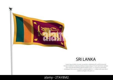 Drapeau national Sri Lanka isolé agitant sur fond blanc Illustration de Vecteur