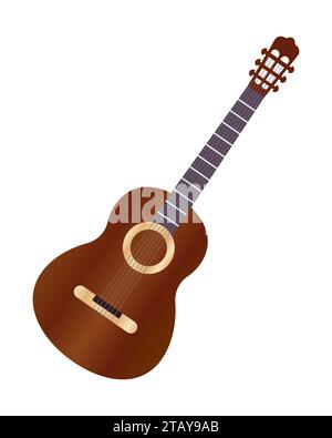 Guitare acoustique isolated on white Illustration de Vecteur