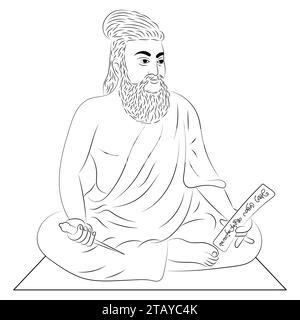 Illustration vectorielle de Thiruvalluvar , communément appelé 'Valluvar', était un poète et philosophe tamoul célèbre. Il est surtout connu comme l'auteur de Th Illustration de Vecteur