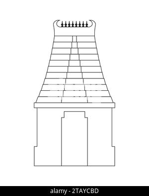 Contour d'illustration vectorielle de temple hindou , architecture dravidienne Illustration de Vecteur