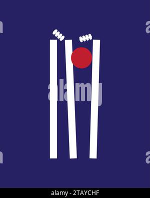 Illustration vectorielle de balle de cricket frappant Stump Illustration de Vecteur