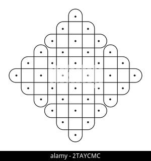Le rangoli ou muggu ou kolam est une forme d'art originaire du sous-continent indien. Les motifs sont créés sur le sol ou le sol en utilisant des matériaux tels Illustration de Vecteur