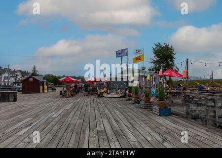 Wiscasset, ME États-Unis - juillet 12 2023 : Sprague's Lobster Shack est un endroit populaire pour le rouleau de homard frais et les gâteaux aux palourdes Banque D'Images