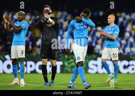 Naples, Italie. 03 décembre 2023. Rejet des joueurs de Naples à la fin du match de football Serie A entre le SSC Napoli et le FC Internazionale au stade Diego Armando Maradona à Naples (Italie), le 3 décembre 2023. Crédit : Insidefoto di andrea staccioli/Alamy Live News Banque D'Images