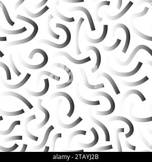 Lignes courbes de gradient noir et blanc isolées sur fond blanc. Transparent Bold Squiggles. Illustration de Vecteur