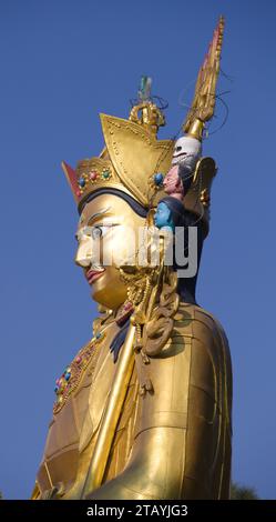 Népal, vallée de Katmandou, Swayambhu, Guru Rinpoché, Padmasambhava, statue de Bouddha, Banque D'Images