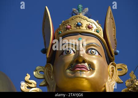 Népal, vallée de Katmandou, Swayambhu, Guru Rinpoché, Padmasambhava, statue de Bouddha, Banque D'Images