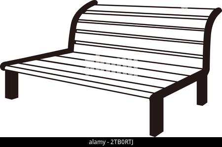 Un banc en bois comme celui que vous trouvez dans un parc. Dessin au trait monochrome. Illustrations de style simples et mignons. Illustration de Vecteur