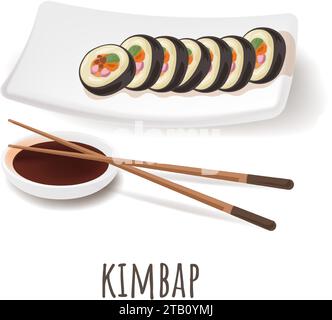 Kimbap ou gimbap, snack ou repas léger en Corée Illustration de Vecteur