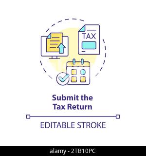 Icône de concept multicolore soumettre une déclaration de revenus Illustration de Vecteur