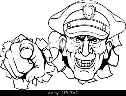 Dire policier Policier Ponting Cartoon Illustration de Vecteur