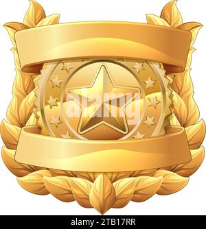 Insigne militaire de police Star Shield Sheriff Crest Illustration de Vecteur