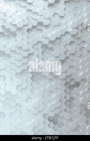 Fond hexagonal blanc. Motif blanc de luxe. rendu 3d. Banque D'Images