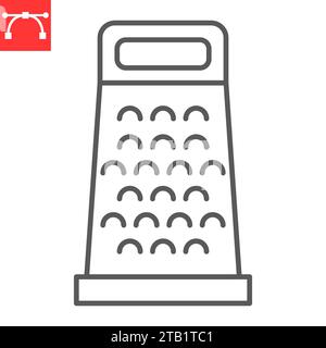 Icône de ligne de râpe, cuisine et cuisinier, icône vectorielle de râpe à fromage, graphiques vectoriels, signe de contour de trait modifiable, eps 10 Illustration de Vecteur