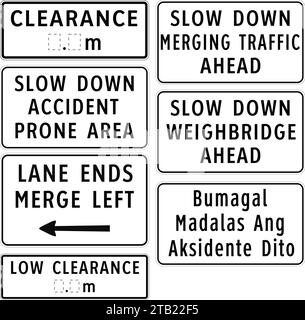 Panneaux supplémentaires, panneaux routiers aux Philippines, panneaux réglementaires indiquent l'application d'exigences légales ou statutaires. Illustration de Vecteur