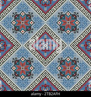 Motif vectoriel de broderie d'art populaire géorgien traditionnel Illustration de Vecteur