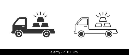 Camion transportant des lingots d'or. Or sur un camion. Illustration vectorielle Illustration de Vecteur