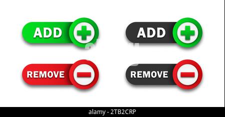 Icônes d'ajout et de suppression Web. Signes plus et moins. Illustration vectorielle plate Illustration de Vecteur