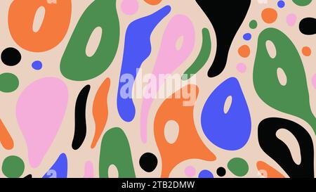 Motif abstrait coloré sur fond beige. Formes et éléments organiques liquides. Bannière de formulaires colorés dynamiques fluides. Vecteur d'art contemporain Illustration de Vecteur