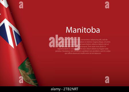 Drapeau 3d Manitoba, état du Canada, isolé sur fond avec Copyspace Illustration de Vecteur