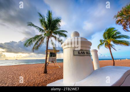 Fort Lauderdale, Floride, USA à la plage le matin. Banque D'Images