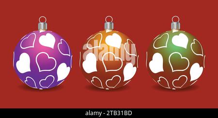 Ensemble de boules de Noël brillantes. Concept exclusif, dessiné à la main, et travail hautement rendu pour le prochain Noël. Illustration de Vecteur