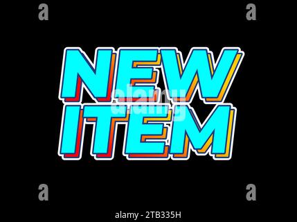 Nouvel élément. effet de texte en couleur bleue, fond noir Illustration de Vecteur