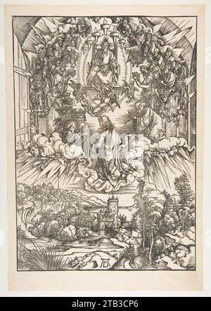 Saint Jean devant Dieu et les anciens, extrait de 'l'Apocalypse' 1975 par Albrecht durer Banque D'Images