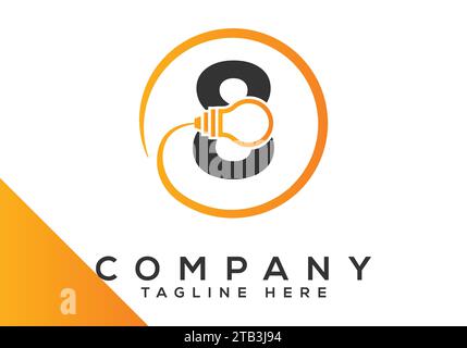 Lettre 8 modèle de vecteur de conception d'ampoule électrique. symboles du logo industriel et technologique Illustration de Vecteur