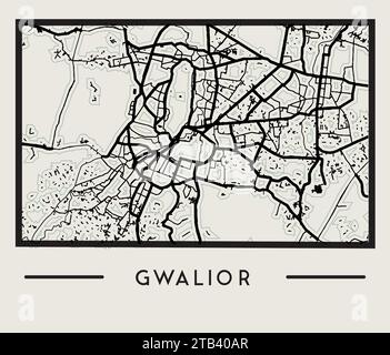 Carte de ville abstraite de Gwalior - Illustration stock comme fichier EPS 10 Illustration de Vecteur