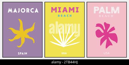 Affiche de voyage rétro Colorful Wall Home Art, Mykonos Print, Illustration de Vecteur