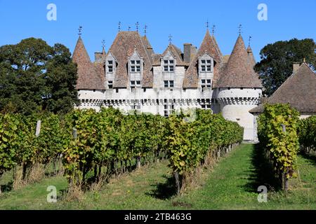 Le Château de Monbazillac entouré de son célèbre vignoble. Production de vin blanc doux. Vignoble de Bergerac. Monbazillac, Périgord, Dordogne, Fran Banque D'Images