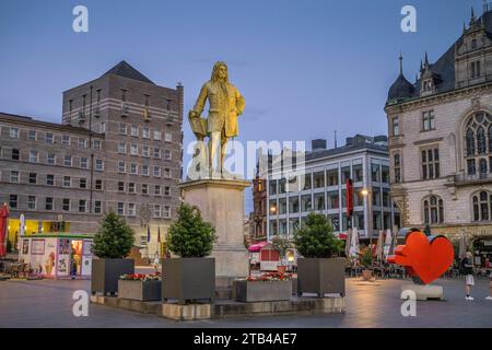 Monument de Haendel, place du marché, Halle an der Saale, Saxe-Anhalt, Allemagne Banque D'Images