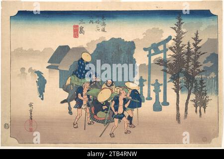 Brume matinale à Mishima 1914 par Utagawa Hiroshige Banque D'Images