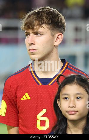 Surakarta, Indonésie. 20 novembre 2023. L'Espagnol Pau Prim avant la coupe du monde U-17 de la FIFA, Indonésie 2023 Round of 16 match entre l'Espagne 2-1 Japon au Manahan Stadium à Surakarta, Indonésie, le 20 novembre 2023. Crédit : AFLO/Alamy Live News Banque D'Images