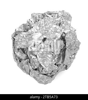 Boule de feuille d'aluminium émiettante isolée sur blanc Banque D'Images