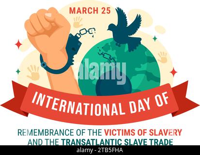 Journée internationale de commémoration des victimes de l ' esclavage et de la conception vectorielle transatlantique de l ' esclave Illustration contre la traite des personnes Illustration de Vecteur