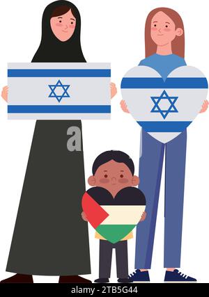 israël et la palestine personnes de paix Illustration de Vecteur