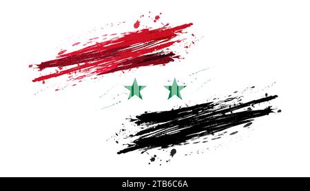 Drapeau syrien avec effet pinceau Illustration de Vecteur