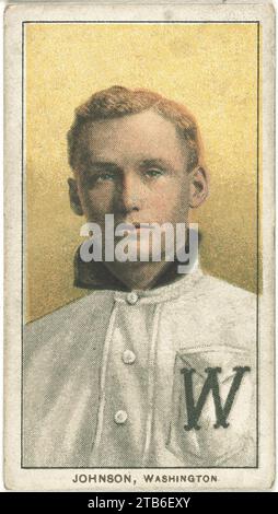 Walter Johnson, Washington Nationals, portrait carte de base-ball Banque D'Images