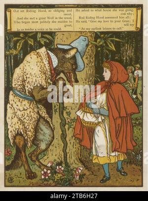 Walter-Crane-Little-Red-Riding-Hood-meets-the-Wolf-in-the-Woods (coupé). Banque D'Images