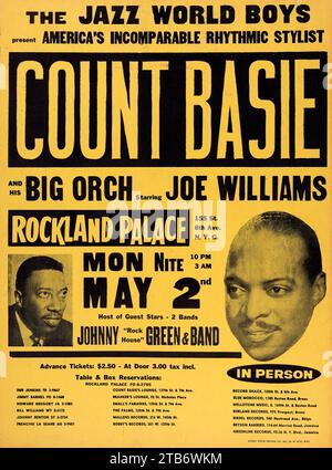 Count Basie, Joe Williams - affiche de concert du Rockland Palace (The Jazz World Boys, 1965) Banque D'Images