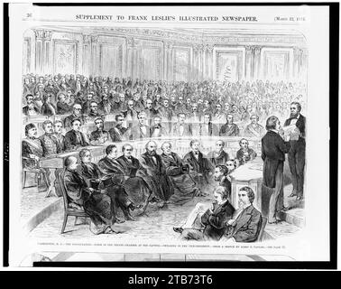 Washington, D.C.-la scène d'inauguration dans la salle du Sénat au Capitole-prestation de serment au vice-président - d'après un croquis de James E. Taylor. Banque D'Images